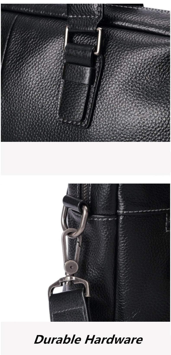 Planet Gates Natural Cowskin 100% Genuine Leather Men's Briefcase Fashion Large Capacity Business bag Black Male Shoulder Laptop Bag