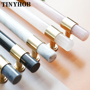 Natural Marble/Crystal + Brass T Bar Cabinet Handle And Knobs Kitchen Cupboard Door Pulls Furniture Handle Dresser Knob Hardware