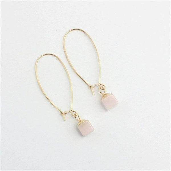 Planet Gates Natural pink/purple square crystal inlay Copper ear hook earrings The new free shipping fashion 2016 European American style
