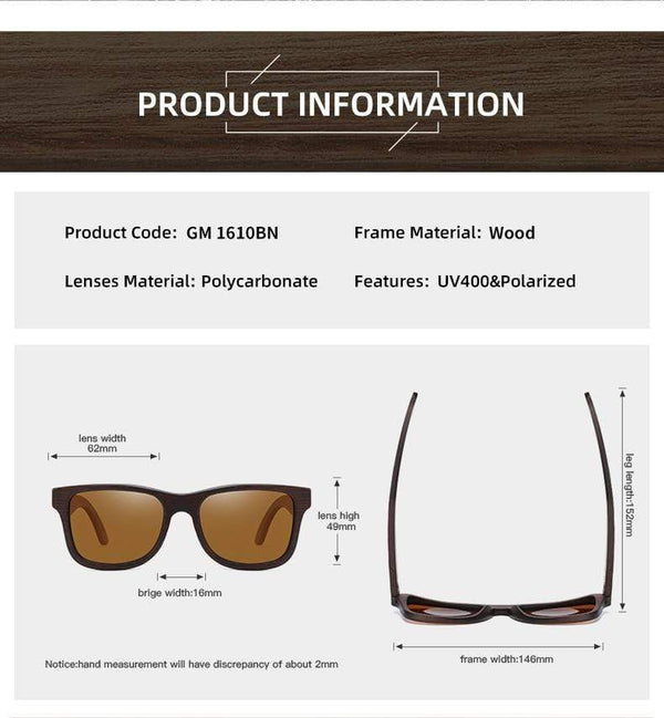 Planet Gates Natural Polarized Wooden Sunglasses Men Bamboo Sun glasses Women Brand Designer Original Wood Glasses Oculos de sol