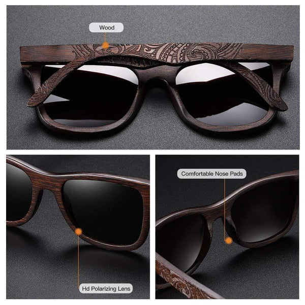 Planet Gates Natural Polarized Wooden Sunglasses Men Bamboo Sun glasses Women Brand Designer Original Wood Glasses Oculos de sol