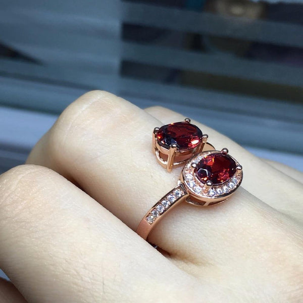 Planet Gates Natural Red Garnet Gemstone Trendy Ring for Women Real 925 Sterling Silver Charm Fine Jewelry
