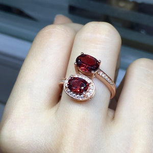 Planet Gates Natural Red Garnet Gemstone Trendy Ring for Women Real 925 Sterling Silver Charm Fine Jewelry