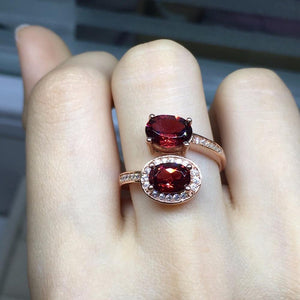 Planet Gates Natural Red Garnet Gemstone Trendy Ring for Women Real 925 Sterling Silver Charm Fine Jewelry