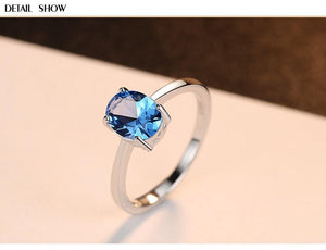 Planet Gates Natural Solitaire Sky Blue Oval Topaz Stone Sterling Silver Ring For Women Fashion S925 Fine Jewelry