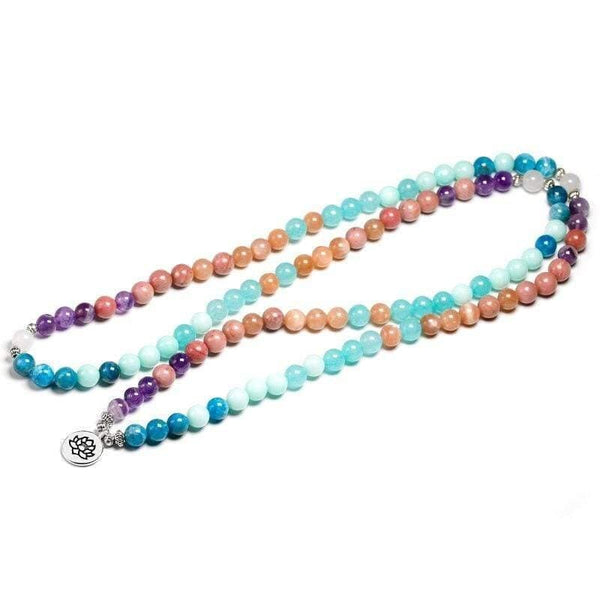 Planet Gates Natural Stone 108 Mala 8mm beads Multi-layer Buddha Strand Bracelet Yoga Blue apatite Bracelet For Women Summer Sunstone Jewelry
