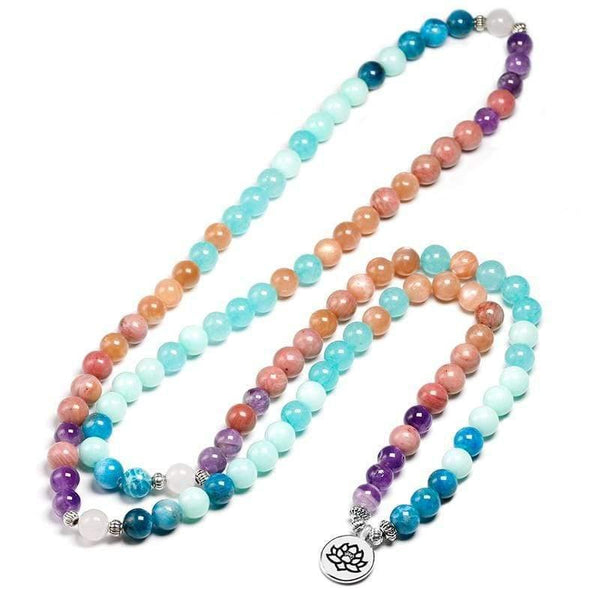 Planet Gates Natural Stone 108 Mala 8mm beads Multi-layer Buddha Strand Bracelet Yoga Blue apatite Bracelet For Women Summer Sunstone Jewelry