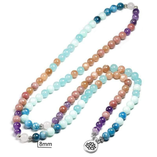 Planet Gates Natural Stone 108 Mala 8mm beads Multi-layer Buddha Strand Bracelet Yoga Blue apatite Bracelet For Women Summer Sunstone Jewelry