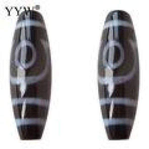 Planet Gates Natural Tibetan Dzi Beads for making diy Jewelry Oval, four strip tiger teeth & two tone, 20x9x3mm, Sold By PC