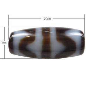 Planet Gates Natural Tibetan Dzi Beads for making diy Jewelry Oval, four strip tiger teeth & two tone, 20x9x3mm, Sold By PC