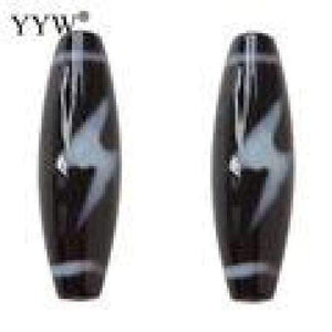 Planet Gates Natural Tibetan Dzi Beads for making diy Jewelry Oval, four strip tiger teeth & two tone, 20x9x3mm, Sold By PC