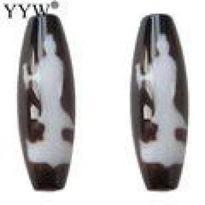 Natural Tibetan Dzi Beads For Making Diy Jewelry Oval Four Strip Tiger Teeth & Two Tone 20X9X3Mm Sold By Pc