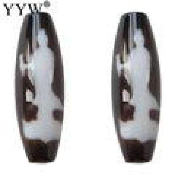 Natural Tibetan Dzi Beads For Making Diy Jewelry Oval Four Strip Tiger Teeth & Two Tone 20X9X3Mm Sold By Pc