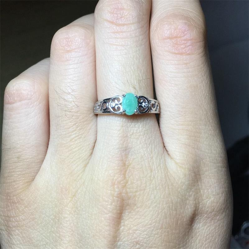 Planet Gates Nature green emerald ring, vintage art deco ring, heart letter s sterling silver rings for women