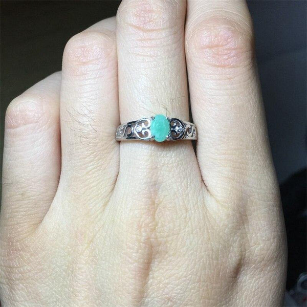 Planet Gates Nature green emerald ring, vintage art deco ring, heart letter s sterling silver rings for women