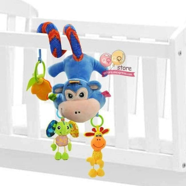 Planet Gates Naughty Monkey Baby Plush Animal Rattle Mobile Infant Stroller Bed Crib Spiral Hanging Toys Gift for Newborn Children 0-12 Months