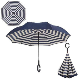 Planet Gates Naval stripe Folding Reverse Umbrella Double Layer Inverted Windproof  Rain Car Umbrellas For Women