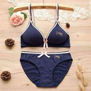Planet Gates Navy / 12 2Pcs/Set Teenage Girl Clothing Underwear Sexy Bras For Girls 12/14/16Y Brassiere Briefs Cotton Training Bra KW26