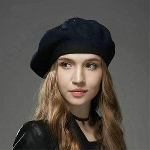 Planet Gates navy / adjustable MingJieBiHuo new Winter wool warm beret hat women Fashion wild painter soild casual girls beret hat