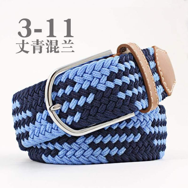 Fashion Wide Belt For Men Women Elastic Knitted Braid Jeans Dress Belt With Leather Metal Buckle Casual Belt For Unisex