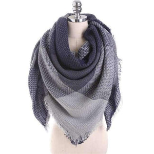 Planet Gates Navy blue / 140cmX140cm Luxury Brand Winter Scarf Women Square Stitching Plaid Cashmere Warp Knitting Thick Shawls and Wrap Blanket Dropshipping
