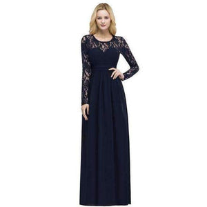 Planet Gates navy blue / 2 Demoiselle D'honneur Multi-Colors Long Sleeve Lace Bridesmaid Dresses 2018 Charming Chiffon Wedding Party Dresses Long