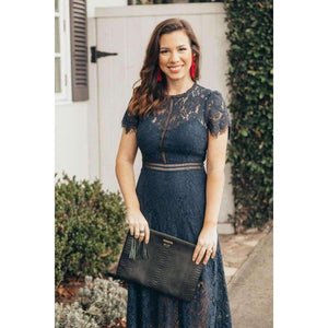 Planet Gates Navy Blue / 4 / China Cocktail Dresses Ever Pretty AS05922 Women's Cheap A-line Lace Short Sleeve Cut-out Plus Size Modest Party Dresses