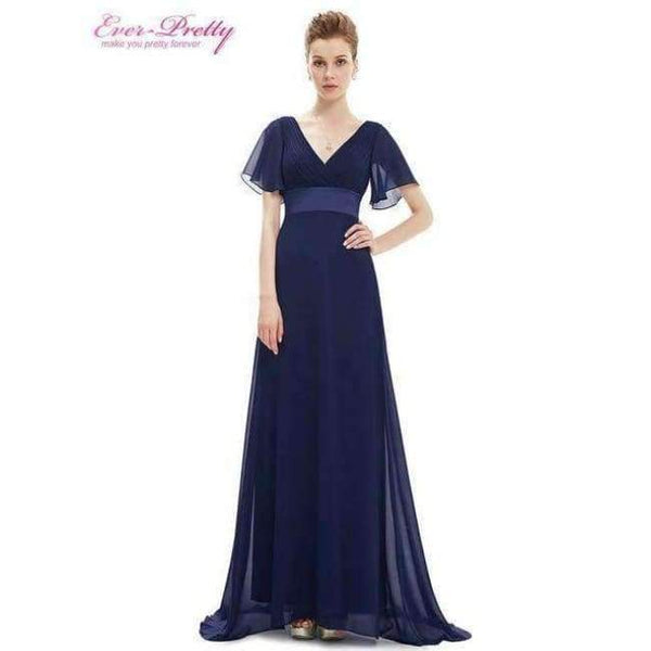Planet Gates Navy Blue / 4 / China Evening Dresses  Padded Trailing Flutter Sleeve Long Women Gown 2018 New Chiffon Summer Style Special Occasion Dresses