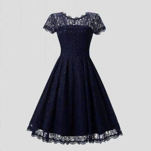 Planet Gates Navy blue / 4 Cocktail Dresses A-Line Scoop Neckline lace Elegant Summer Women 2018 Short Vestidos Sexy Women button Cocktail Dresses