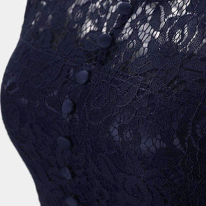 Planet Gates Navy blue / 4 Cocktail Dresses A-Line Scoop Neckline lace Elegant Summer Women 2018 Short Vestidos Sexy Women button Cocktail Dresses