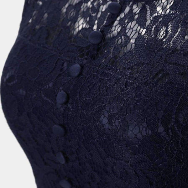 Planet Gates Navy blue / 4 Cocktail Dresses A-Line Scoop Neckline lace Elegant Summer Women 2018 Short Vestidos Sexy Women button Cocktail Dresses