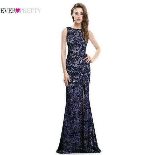 Planet Gates Navy Blue / 4 Evening Dress Ever Pretty EP08859 2018 Long Sexy Sleeveless Split Formal Celebrity Lace Evening Gown Dresses robe longue