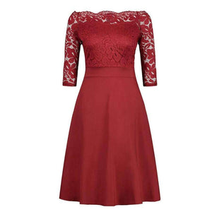 Planet Gates Navy Blue / 4 Navy Blue Cocktail Dresses Elegant Short Little Black Dress Lace Off shoulder Formal Dresses Short Sleeve Satin Prom Gown