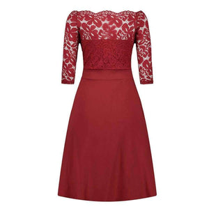 Planet Gates Navy Blue / 4 Navy Blue Cocktail Dresses Elegant Short Little Black Dress Lace Off shoulder Formal Dresses Short Sleeve Satin Prom Gown