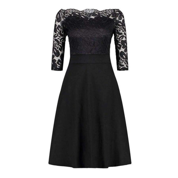 Planet Gates Navy Blue / 4 Navy Blue Cocktail Dresses Elegant Short Little Black Dress Lace Off shoulder Formal Dresses Short Sleeve Satin Prom Gown