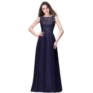Planet Gates navy blue / 6 Dark Navy Chiffon Bridesmaid Dresses Long 2017 Sleeveless Wedding Party Dresses Royal Blue Formal Dresses Under $50