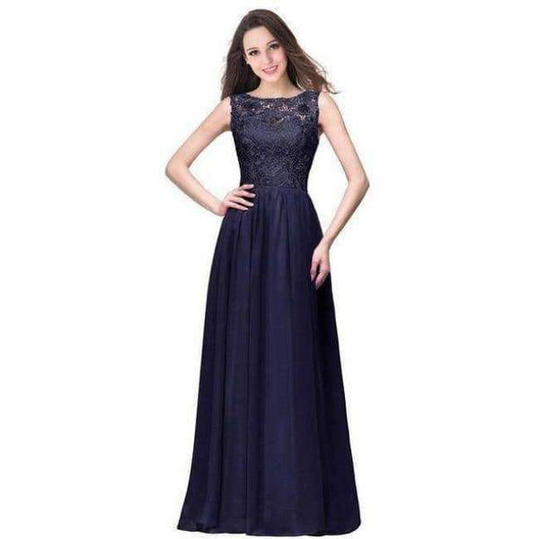 Planet Gates navy blue / 6 Dark Navy Chiffon Bridesmaid Dresses Long 2017 Sleeveless Wedding Party Dresses Royal Blue Formal Dresses Under $50