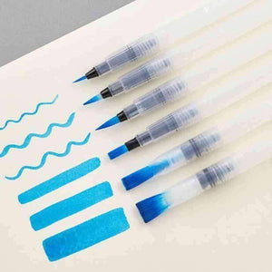 Planet Gates Navy Blue 6 Pcs Refillable Pilot Paint Brush Water Color Brush Pencil Ink Pen Soft Watercolor Brushes for Drawing Painting Art Supplies