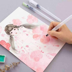 Planet Gates Navy Blue 6 Pcs Refillable Pilot Paint Brush Water Color Brush Pencil Ink Pen Soft Watercolor Brushes for Drawing Painting Art Supplies