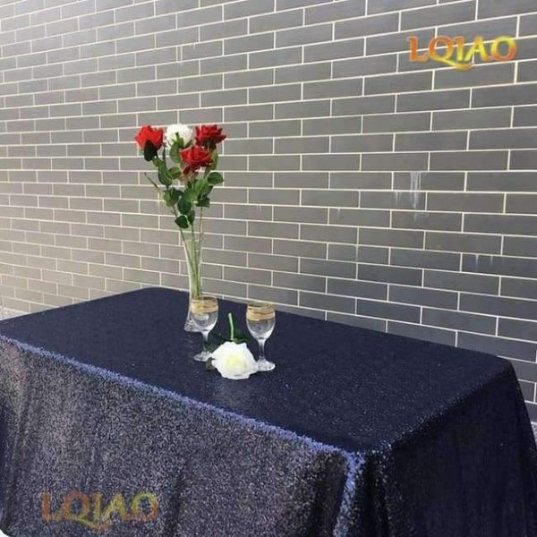Planet Gates Navy Blue / 60x102in-150x255cm Sparkly Pink Gold/Silver 120x200cm Sequin Glamorous Tablecloth/Fabric For Wedding Party Table Decorations Sequin Table Cloth