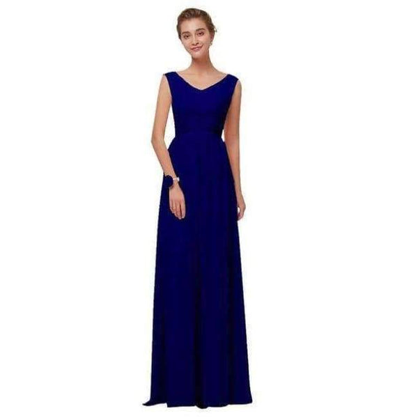 Planet Gates Navy Blue A / 2 Emily Bridesmaid Dresses 2018 Chiffon Long Pink  A-Line Sleeveless Wedding Party Prom Girl Dresses Graduation