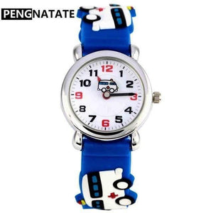 Planet Gates Navy blue Children Watches Hot Sale 3D Cartoon Excavator Silicone Bracelet Wristwatch Fashion Student Kids Watch Boys Gifts