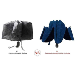 Planet Gates Navy Blue / China Black Coating Automatic Umbrella Reverse Fashion Color 3 Folding Sunny Inverted Umbrella Rain Women Men for Car