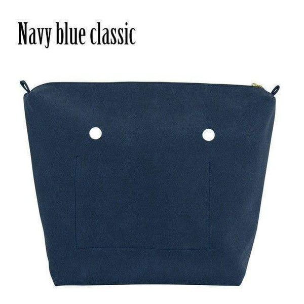 Planet Gates navy blue classic PU Nubuck Frosted Leather Waterproof Inner Lining Zipper Pocket for Obag Classic Mini  Lining Insert for O BAG