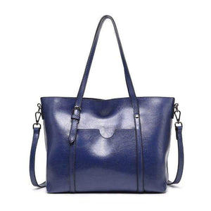 Planet Gates Navy blue Fashion Women Handbags Oil Wax PU Leather Large Capacity Tote Bag Casual Travel Bag