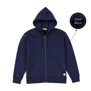 Planet Gates Navy blue fleece / XL Winter New Cotton-Jersey Zip-Up Hoodie Men basic hooded Sweatshirts Comfortable Jogger Jackets Outerwear