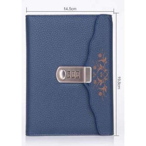 Planet Gates Navy Blue Individual Logo Custom B6 Notebook Writing Pads Lock Password PU Leather Notepad Travelers Office School Diary Binder Gift