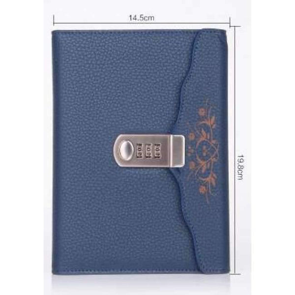 Planet Gates Navy Blue Individual Logo Custom B6 Notebook Writing Pads Lock Password PU Leather Notepad Travelers Office School Diary Binder Gift