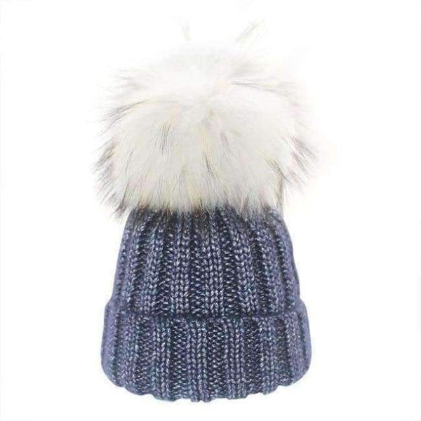 Planet Gates navy blue / Kids for 46-52cm 2018 Winter Blends Women Beanies Knit Hat Real Pompoms Fur Ball Beanie Gorro Solid Caps Casual Knit Crochet Bonnet Cap Hats