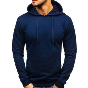 Planet Gates Navy Blue / L Men's Casual Hoodies Sweatshirts Male black gray Red Hooded Pullovers Solid Color Outerwear Tops 10 Colors M-3XL